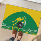 Custom Bowls Australia Rubber Doormat Aussie Kangaroo Aboriginal Art - Aussie Hoodie