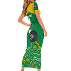 Custom Bowls Australia Short Sleeve Bodycon Dress Aussie Kangaroo Aboriginal Art - Aussie Hoodie