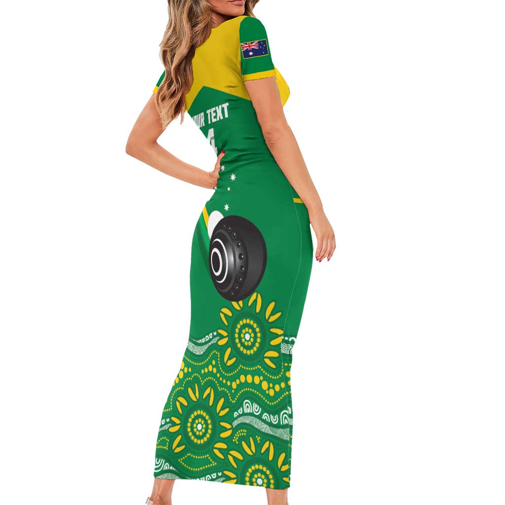 Custom Bowls Australia Short Sleeve Bodycon Dress Aussie Kangaroo Aboriginal Art - Aussie Hoodie