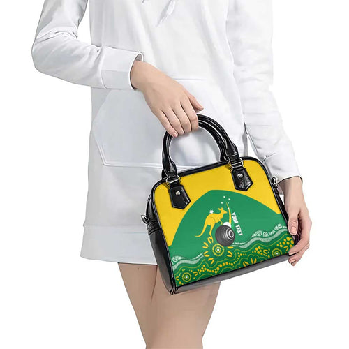 Custom Bowls Australia Shoulder Handbag Aussie Kangaroo Aboriginal Art - Aussie Hoodie