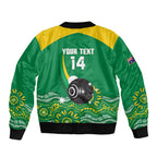 Custom Bowls Australia Sleeve Zip Bomber Jacket Aussie Kangaroo Aboriginal Art - Aussie Hoodie