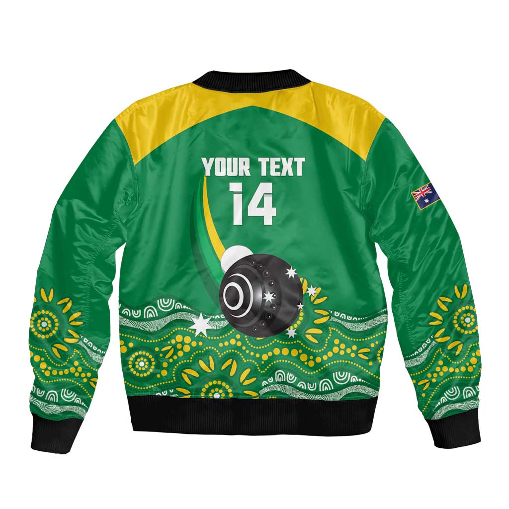 Custom Bowls Australia Sleeve Zip Bomber Jacket Aussie Kangaroo Aboriginal Art - Aussie Hoodie