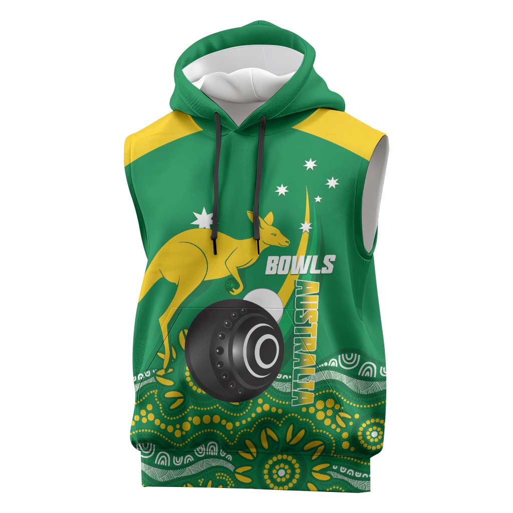 Custom Bowls Australia Sleeveless Hoodie Aussie Kangaroo Aboriginal Art - Aussie Hoodie