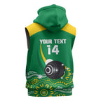 Custom Bowls Australia Sleeveless Hoodie Aussie Kangaroo Aboriginal Art - Aussie Hoodie
