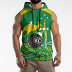 Custom Bowls Australia Sleeveless Hoodie Aussie Kangaroo Aboriginal Art - Aussie Hoodie