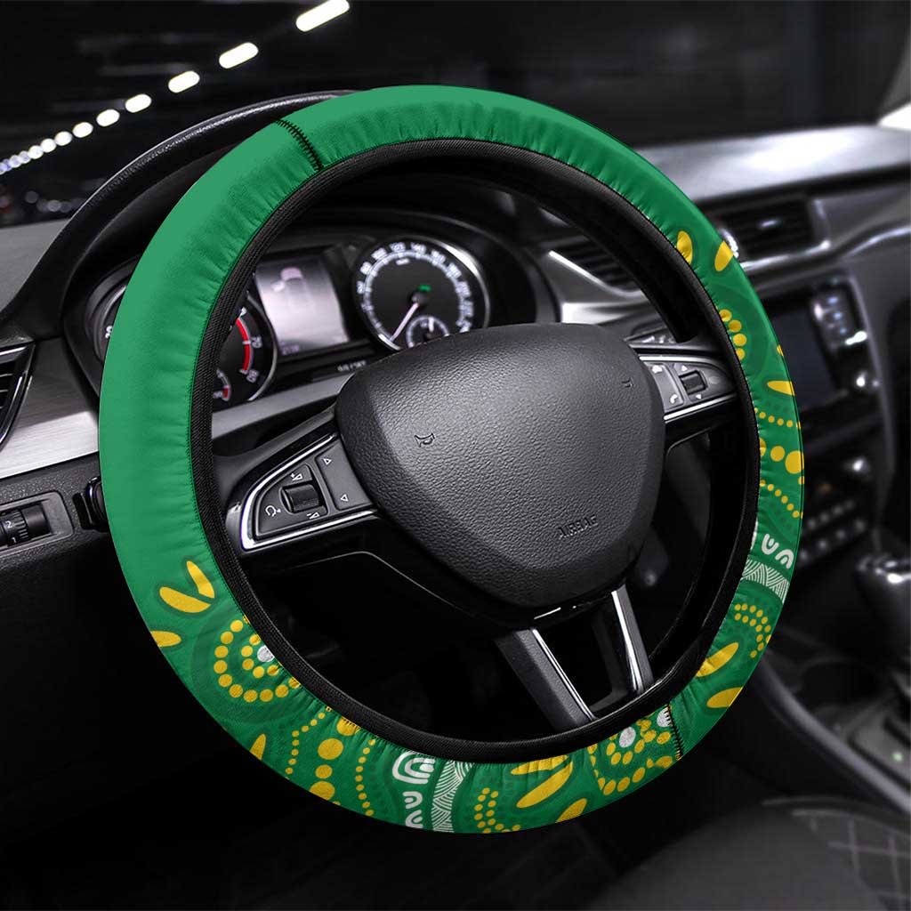 Bowls Australia Steering Wheel Cover Aussie Kangaroo Aboriginal Art - Aussie Hoodie