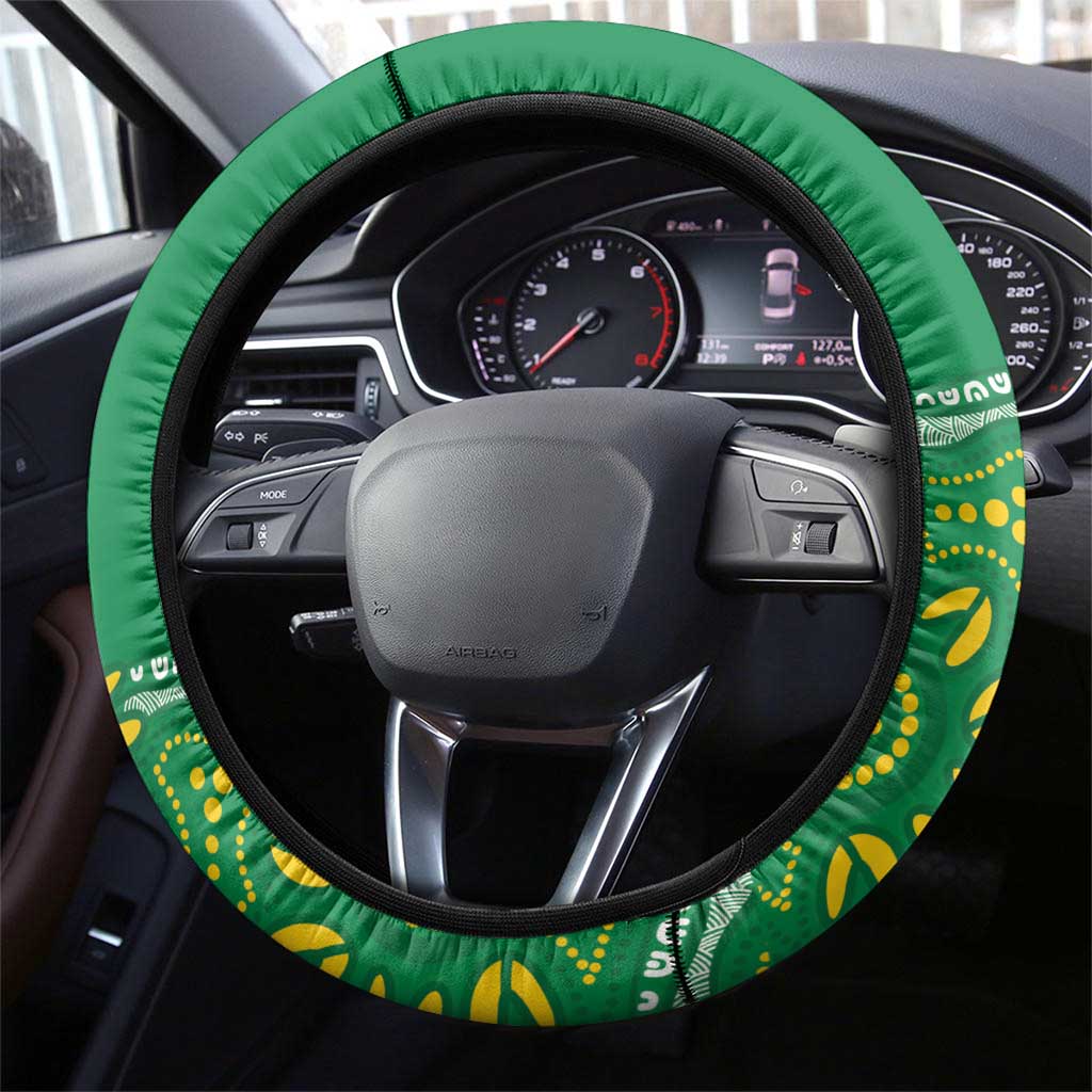 Bowls Australia Steering Wheel Cover Aussie Kangaroo Aboriginal Art - Aussie Hoodie