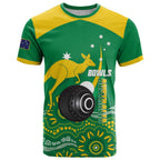 Custom Bowls Australia T Shirt Aussie Kangaroo Aboriginal Art - Aussie Hoodie