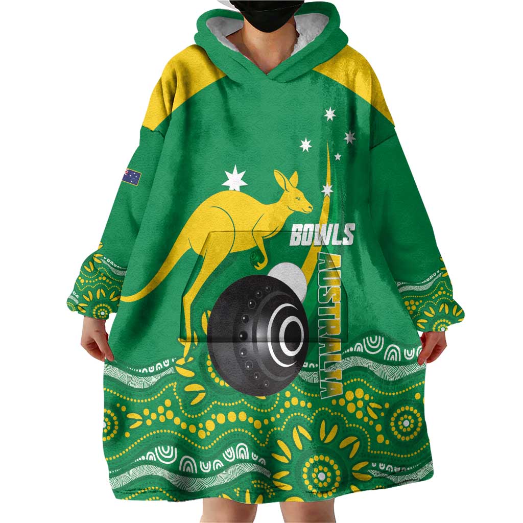 Custom Bowls Australia Wearable Blanket Hoodie Aussie Kangaroo Aboriginal Art - Aussie Hoodie