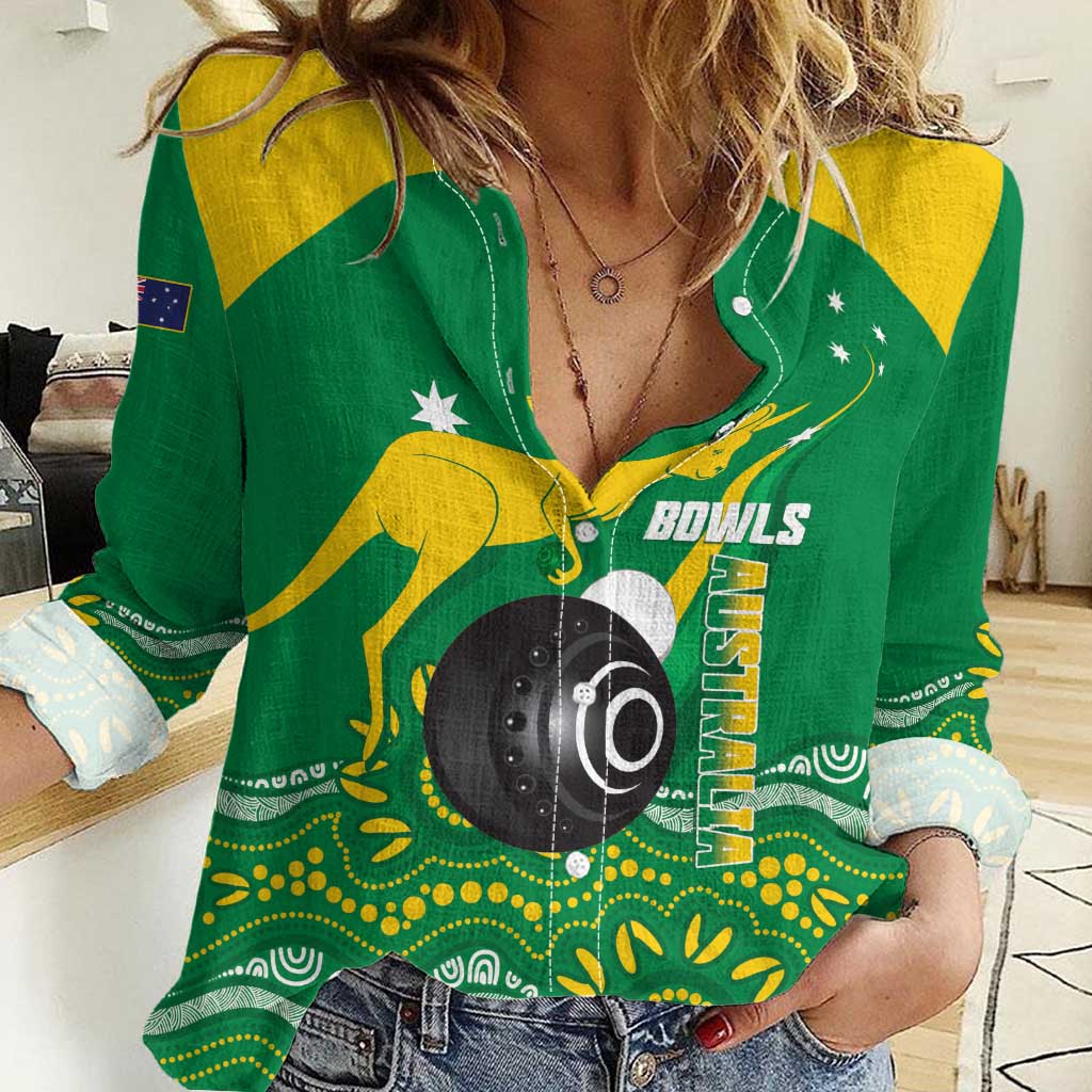 Custom Bowls Australia Women Casual Shirt Aussie Kangaroo Aboriginal Art - Aussie Hoodie