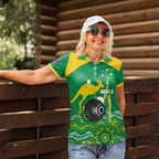 Custom Bowls Australia Women Polo Shirt Aussie Kangaroo Aboriginal Art - Aussie Hoodie