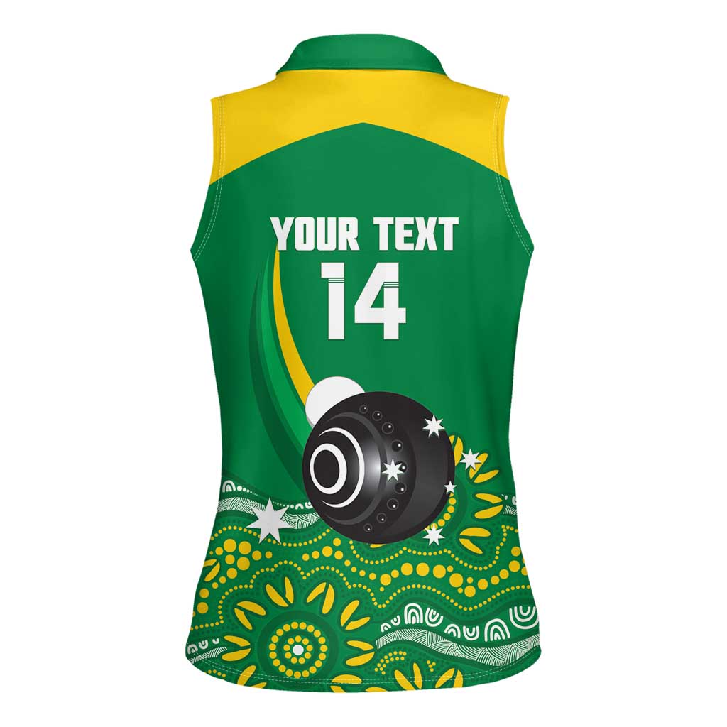 Custom Bowls Australia Women Sleeveless Polo Shirt Aussie Kangaroo Aboriginal Art - Aussie Hoodie