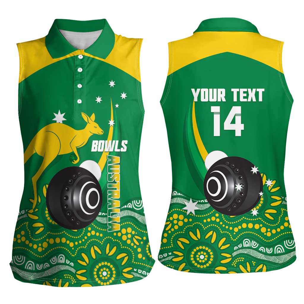 Custom Bowls Australia Women Sleeveless Polo Shirt Aussie Kangaroo Aboriginal Art - Aussie Hoodie