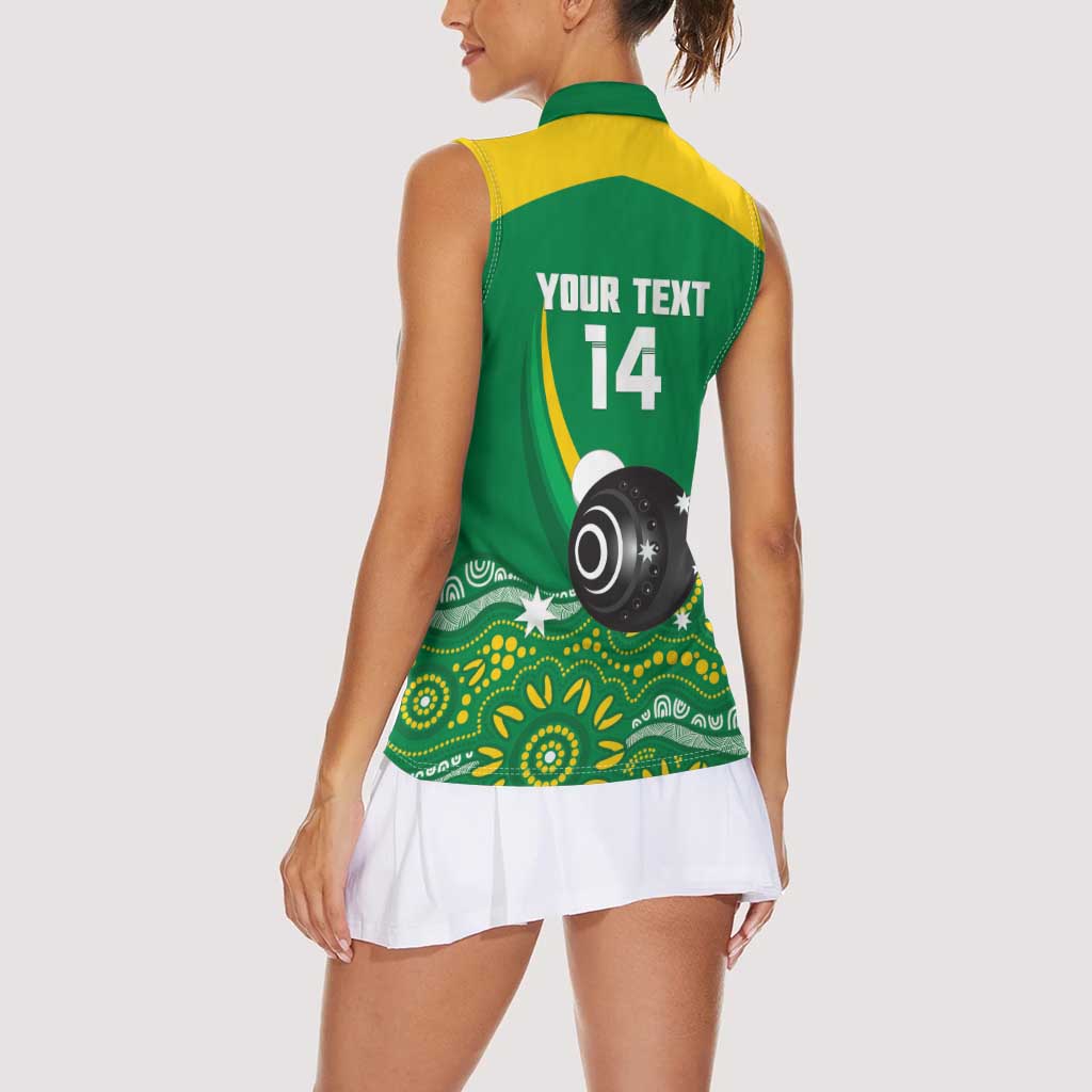 Custom Bowls Australia Women Sleeveless Polo Shirt Aussie Kangaroo Aboriginal Art - Aussie Hoodie