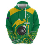 Custom Bowls Australia Zip Hoodie Aussie Kangaroo Aboriginal Art - Aussie Hoodie