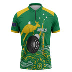 Custom Bowls Australia Zipper Polo Shirt Aussie Kangaroo Aboriginal Art - Aussie Hoodie