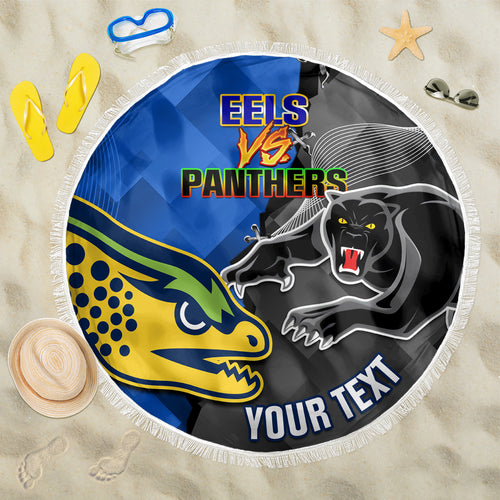 personalised-panthers-and-eels-beach-blanket-sporty-version
