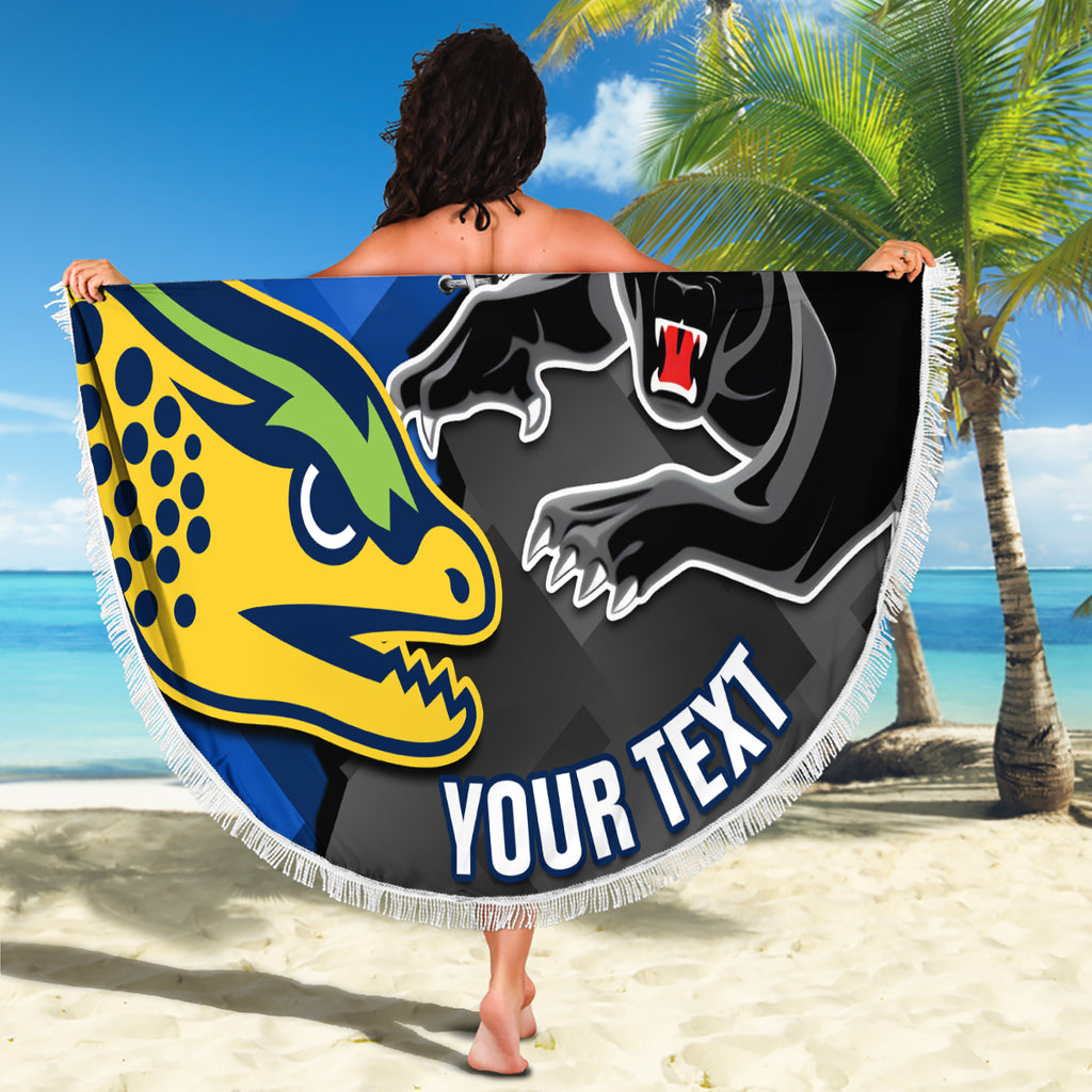 personalised-panthers-and-eels-beach-blanket-sporty-version