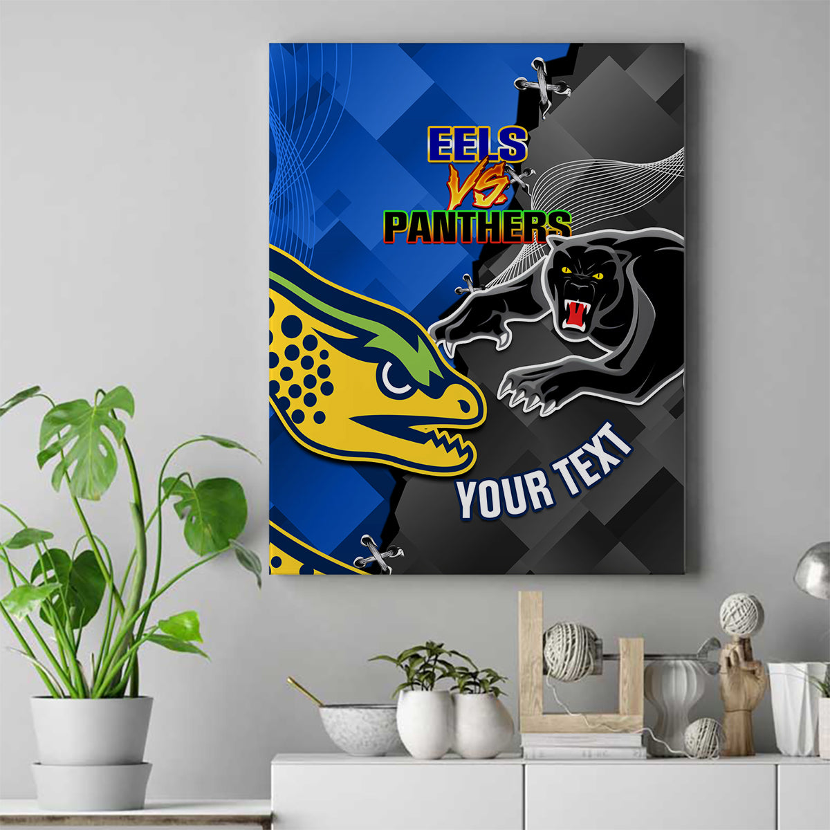 personalised-panthers-and-eels-canvas-wall-art-sporty-version