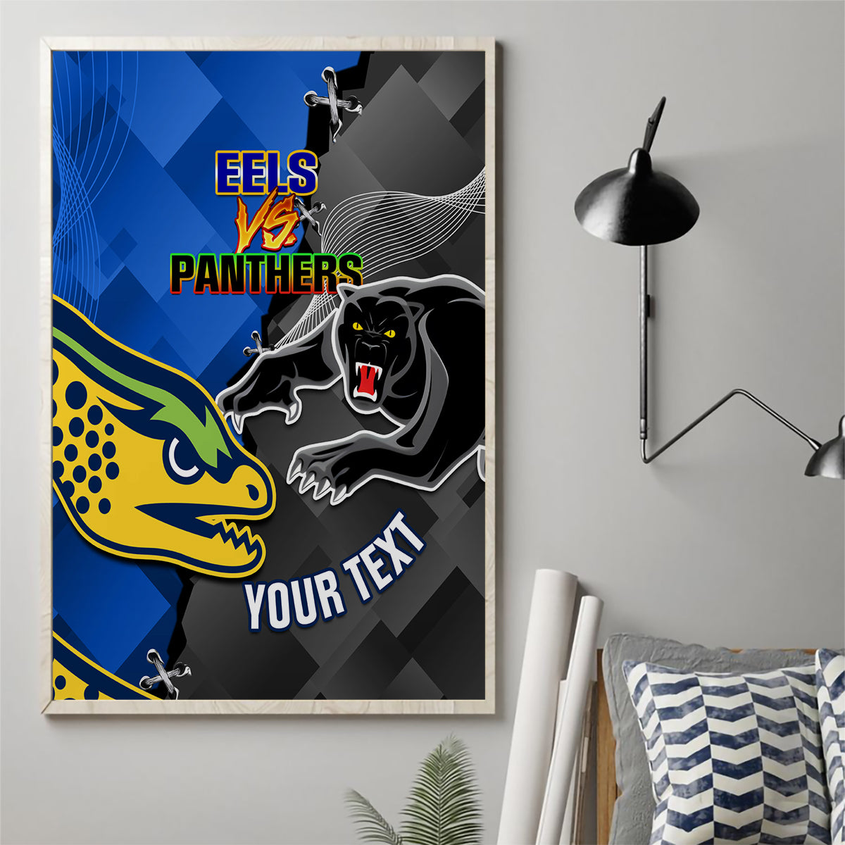 personalised-panthers-and-eels-canvas-wall-art-sporty-version