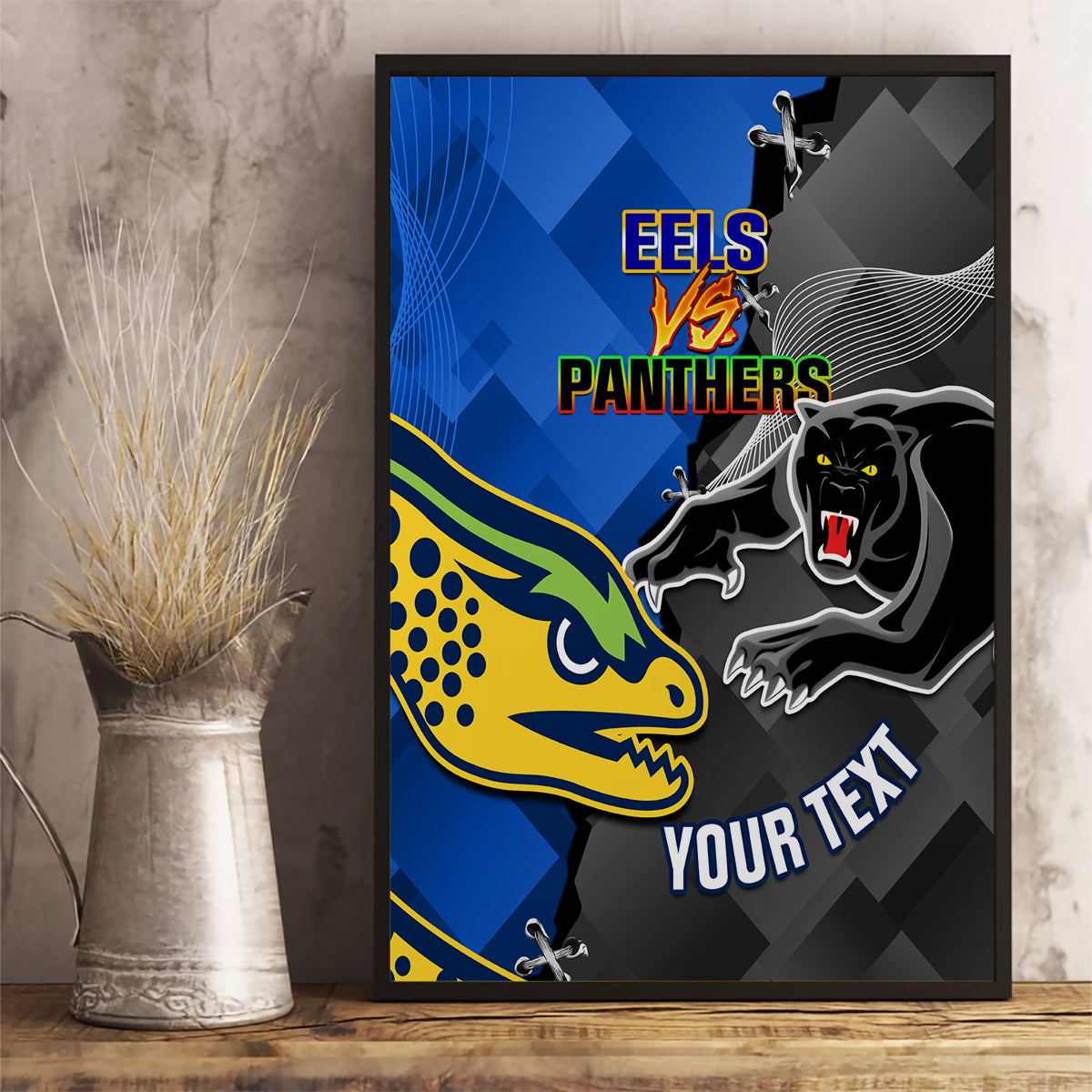 personalised-panthers-and-eels-canvas-wall-art-sporty-version