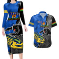 personalised-panthers-and-eels-couples-matching-long-sleeve-bodycon-dress-and-hawaiian-shirt-sporty-version