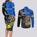 personalised-panthers-and-eels-couples-matching-long-sleeve-bodycon-dress-and-long-sleeve-button-shirt-sporty-version