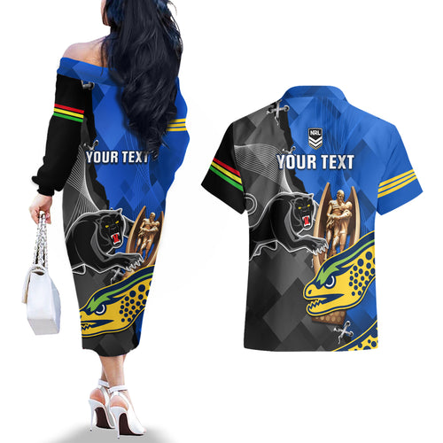 personalised-panthers-and-eels-couples-matching-off-the-shoulder-long-sleeve-dress-and-hawaiian-shirt-sporty-version