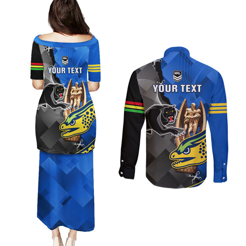 personalised-panthers-and-eels-couples-matching-puletasi-dress-and-long-sleeve-button-shirt-sporty-version
