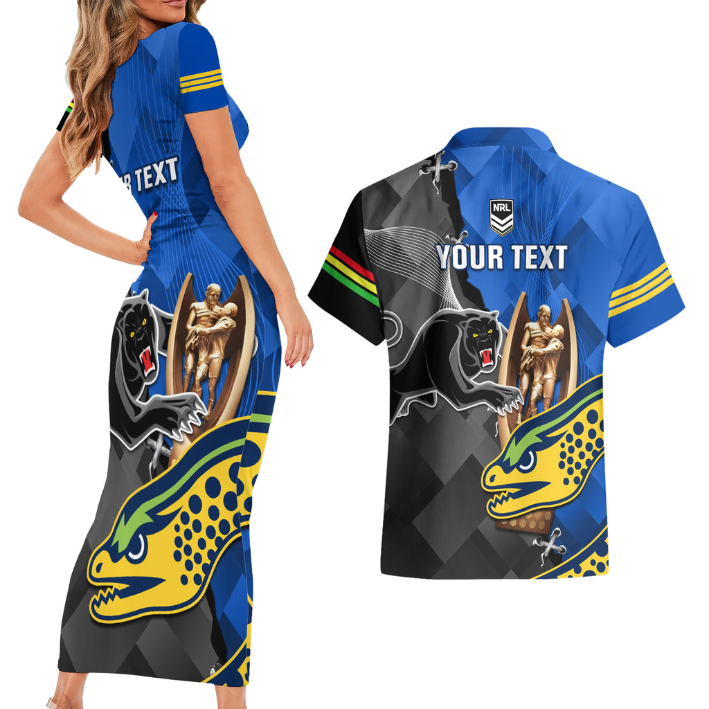 personalised-panthers-and-eels-couples-matching-short-sleeve-bodycon-dress-and-hawaiian-shirt-sporty-version