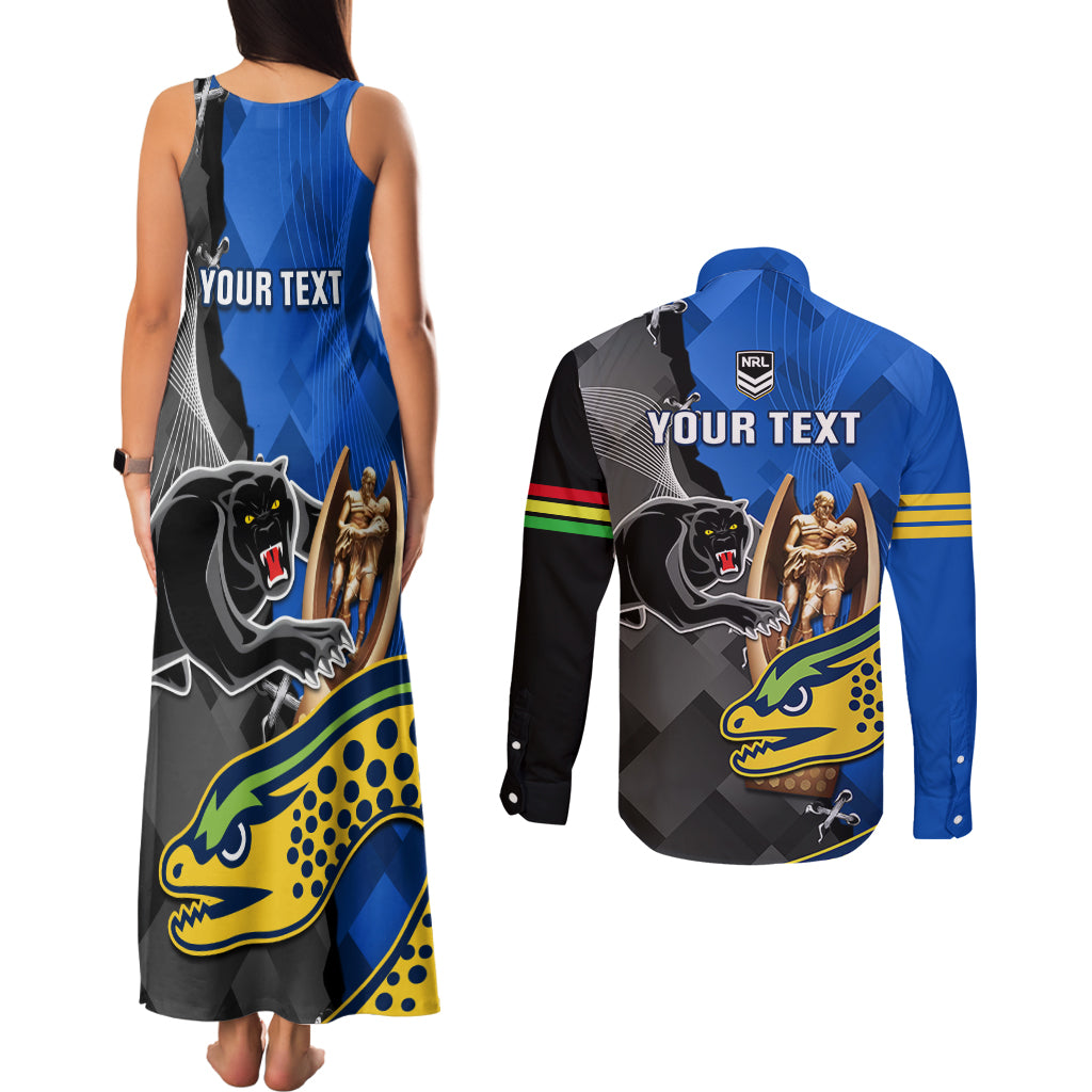 personalised-panthers-and-eels-couples-matching-tank-maxi-dress-and-long-sleeve-button-shirt-sporty-version