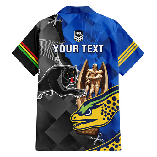 personalised-panthers-and-eels-family-matching-off-shoulder-short-dress-and-hawaiian-shirt-sporty-version