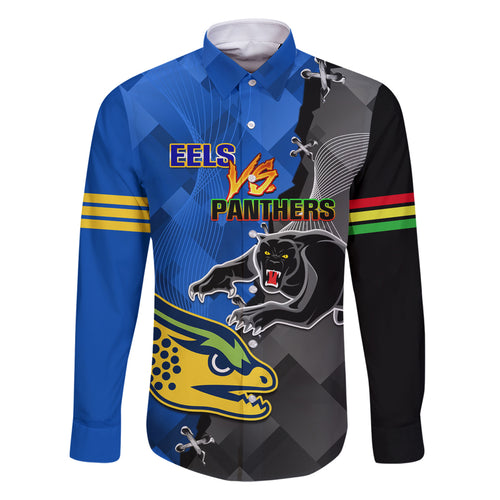 personalised-panthers-and-eels-family-matching-off-shoulder-short-dress-and-hawaiian-shirt-sporty-version