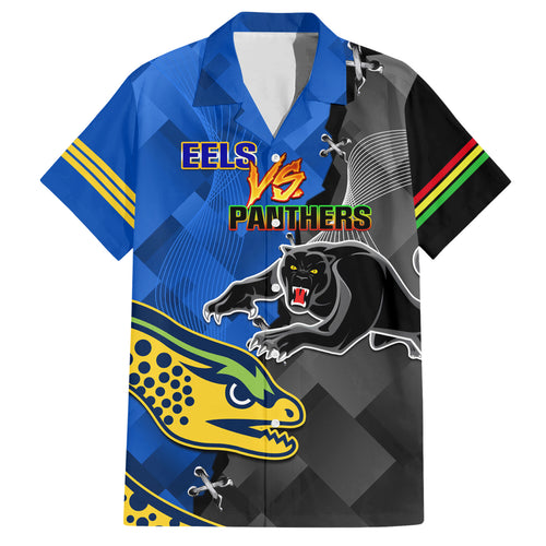 personalised-panthers-and-eels-family-matching-short-sleeve-bodycon-dress-and-hawaiian-shirt-sporty-version