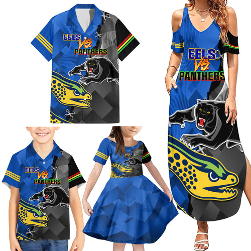 personalised-panthers-and-eels-family-matching-summer-maxi-dress-and-hawaiian-shirt-sporty-version