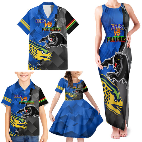 personalised-panthers-and-eels-family-matching-tank-maxi-dress-and-hawaiian-shirt-sporty-version