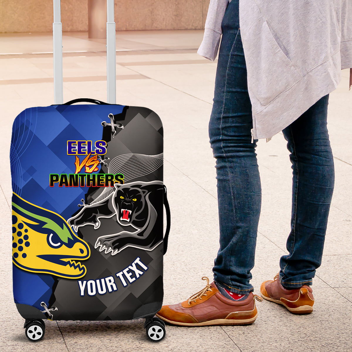 personalised-panthers-and-eels-luggage-cover-sporty-version