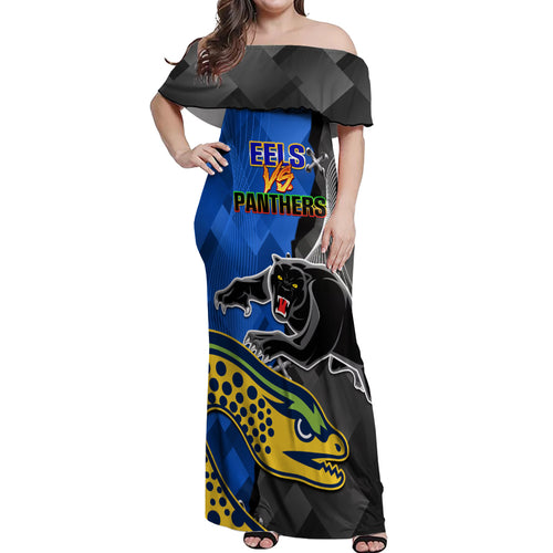 personalised-panthers-and-eels-off-shoulder-maxi-dress-sporty-version