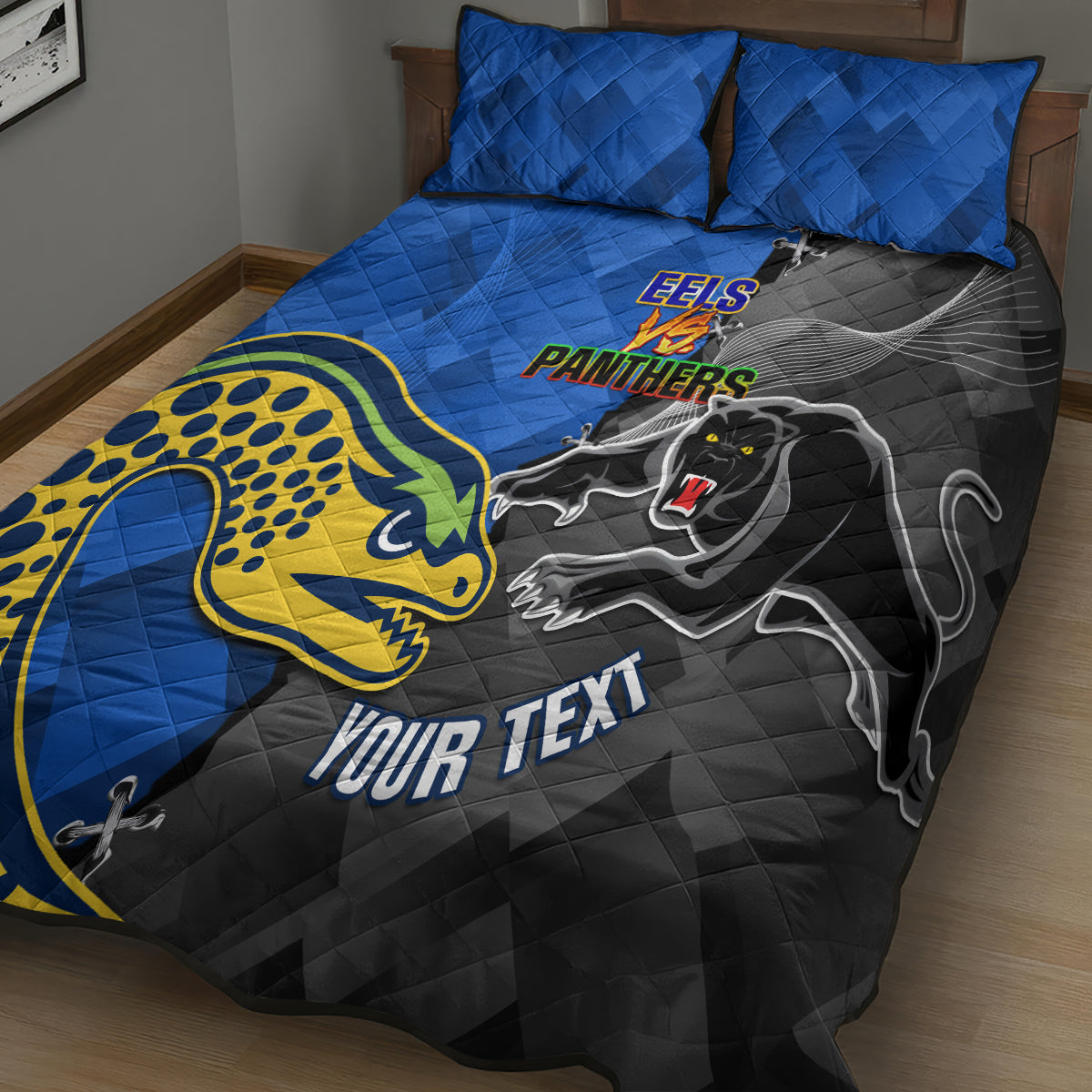 personalised-panthers-and-eels-quilt-bed-set-sporty-version