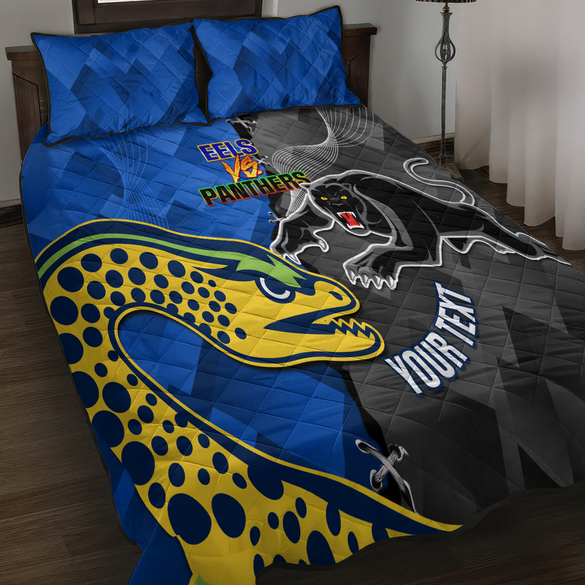 personalised-panthers-and-eels-quilt-bed-set-sporty-version