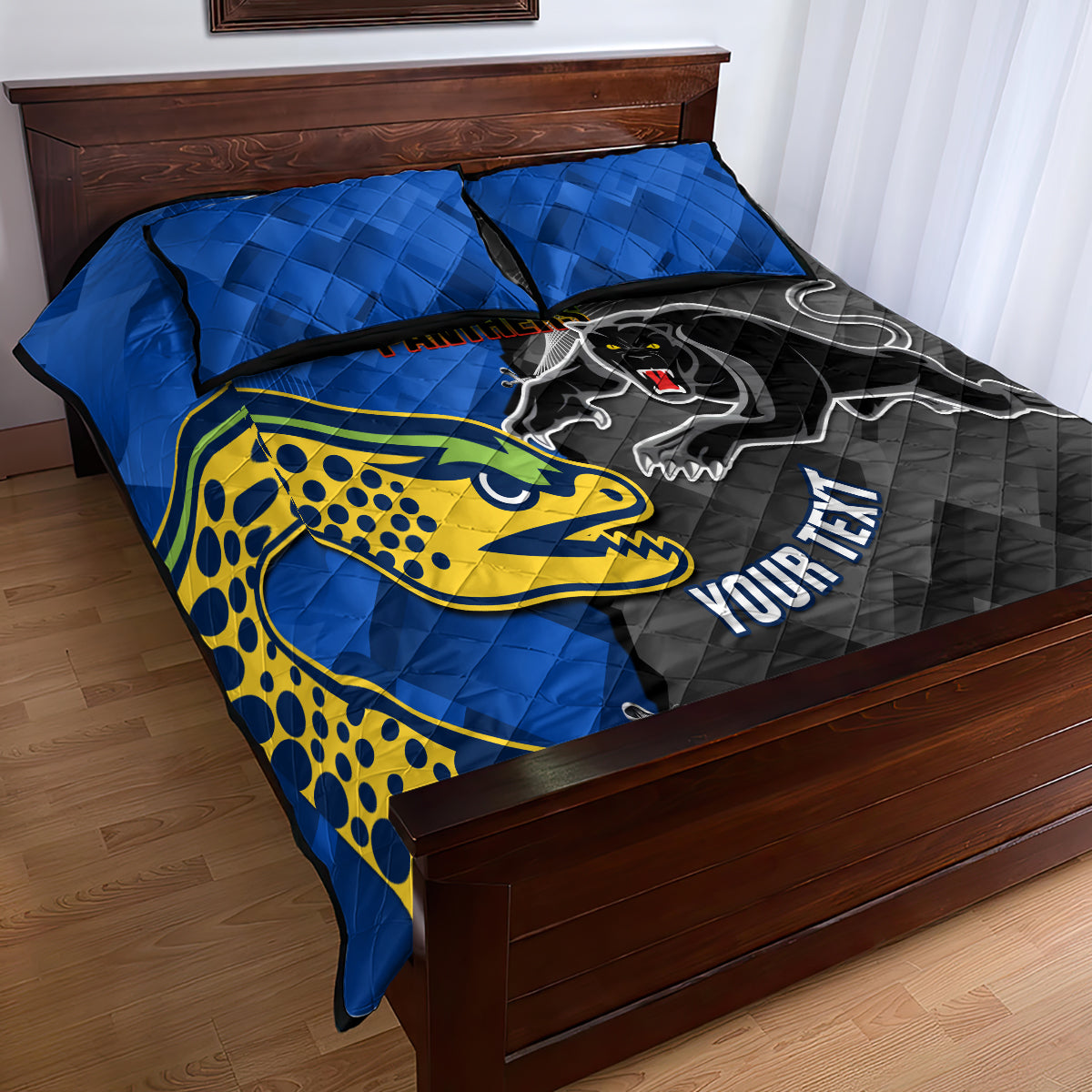 personalised-panthers-and-eels-quilt-bed-set-sporty-version