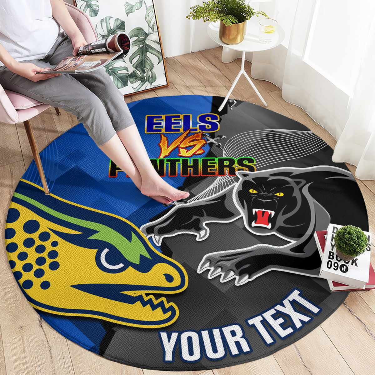 personalised-panthers-and-eels-round-carpet-sporty-version