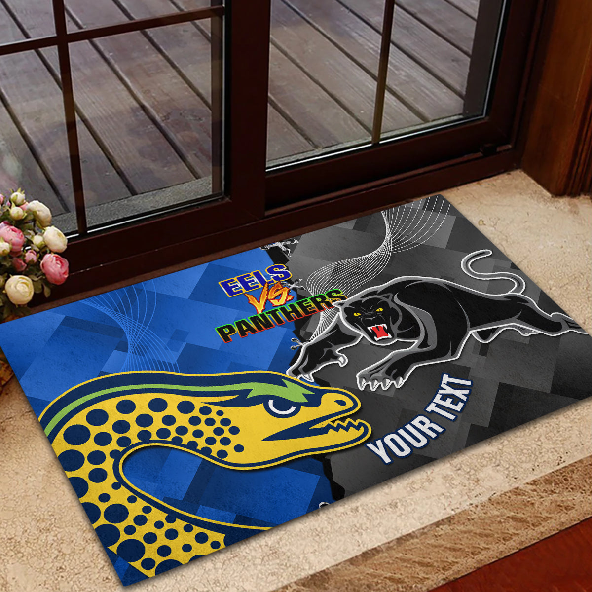 personalised-panthers-and-eels-rubber-doormat-sporty-version