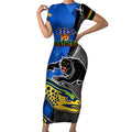 personalised-panthers-and-eels-short-sleeve-bodycon-dress-sporty-version