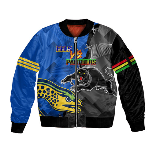 personalised-panthers-and-eels-sleeve-zip-bomber-jacket-sporty-version