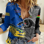 personalised-panthers-and-eels-women-casual-shirt-sporty-version
