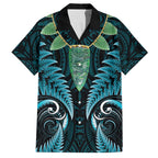 Aotearoa Pounamu Niho Family Matching Off The Shoulder Long Sleeve Dress and Hawaiian Shirt Silver Fern Mix Maori Pattern - Turquoise
