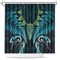 Aotearoa Pounamu Niho Shower Curtain Silver Fern Mix Maori Pattern - Turquoise