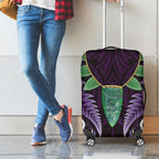 Aotearoa Pounamu Niho Luggage Cover Silver Fern Mix Maori Pattern - Purple