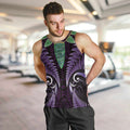 Aotearoa Pounamu Niho Men Tank Top Silver Fern Mix Maori Pattern - Purple